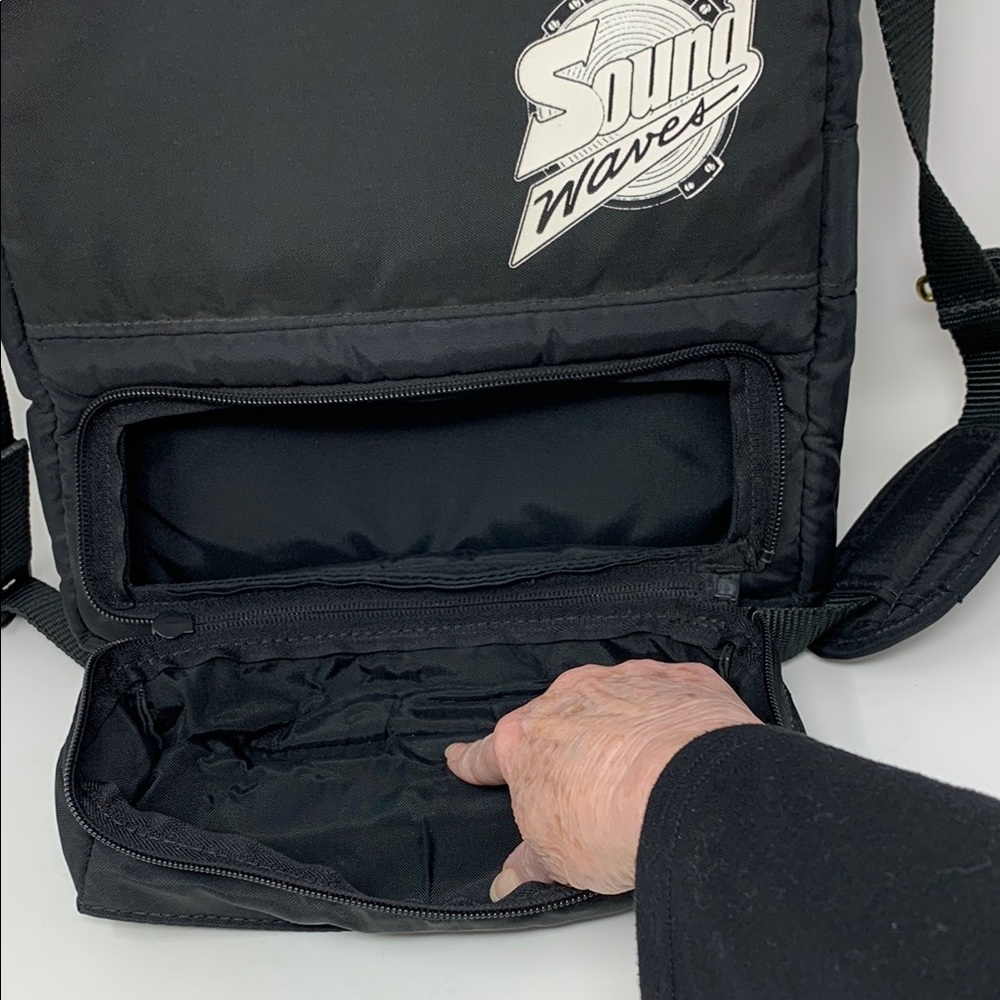Vintage Sound Waves Black Crossbody Bag - Picture 2 of 8